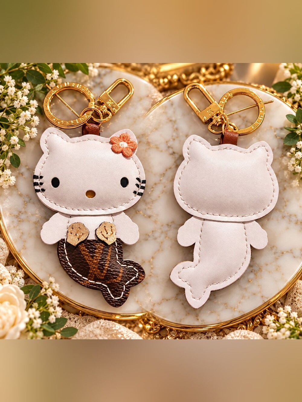 NEW Louis Vuitton White Hello Kitty Mermaid Keychain Bag Charm